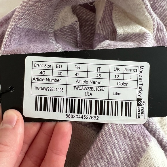 𝅺trendyol Women’s Purple Checkered Dress Size 40 NWT - Picture 9 of 11